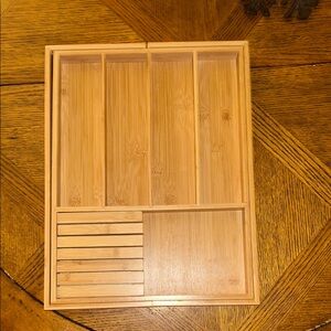VaéFae: Wood & Bamboo Expandable Utensil/Drawer Organizer, Removable Knife Block